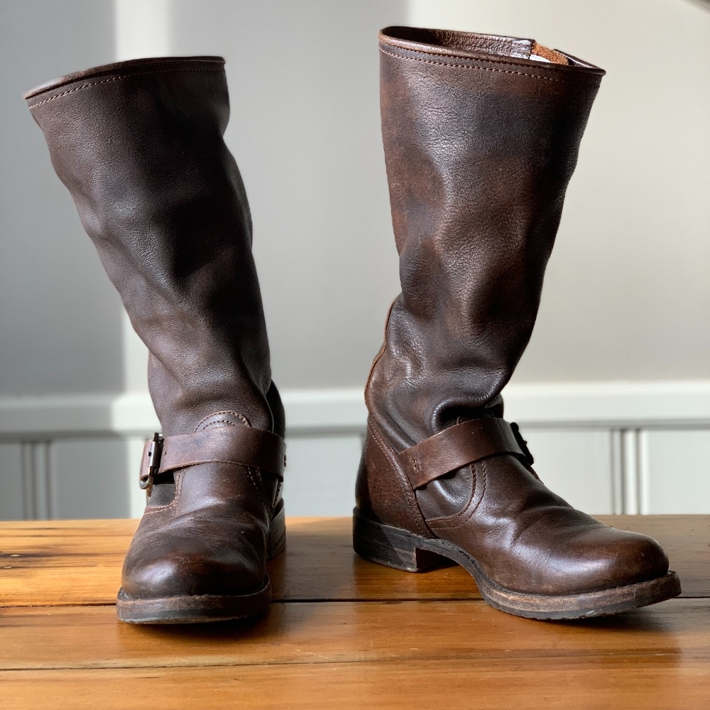 Frye Veronica Slouch Leather Boots Wide Calf